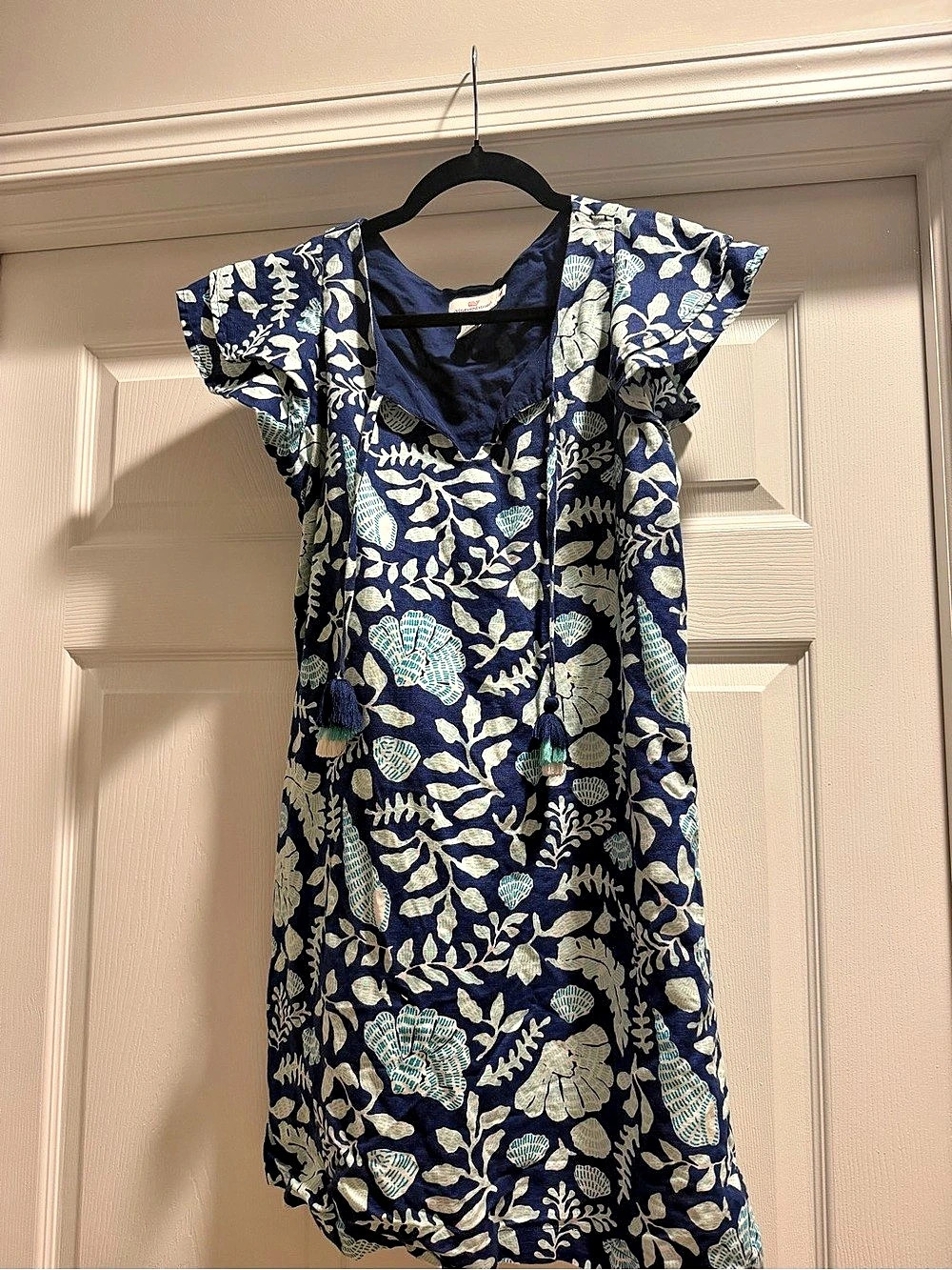vineyard vines Seashell Print Linen-Cotton Shift Dress Floral Mini Dress XS